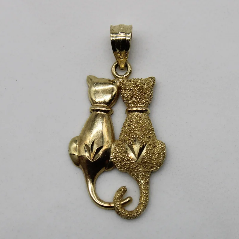 Yellow Gold Cat Pendant |