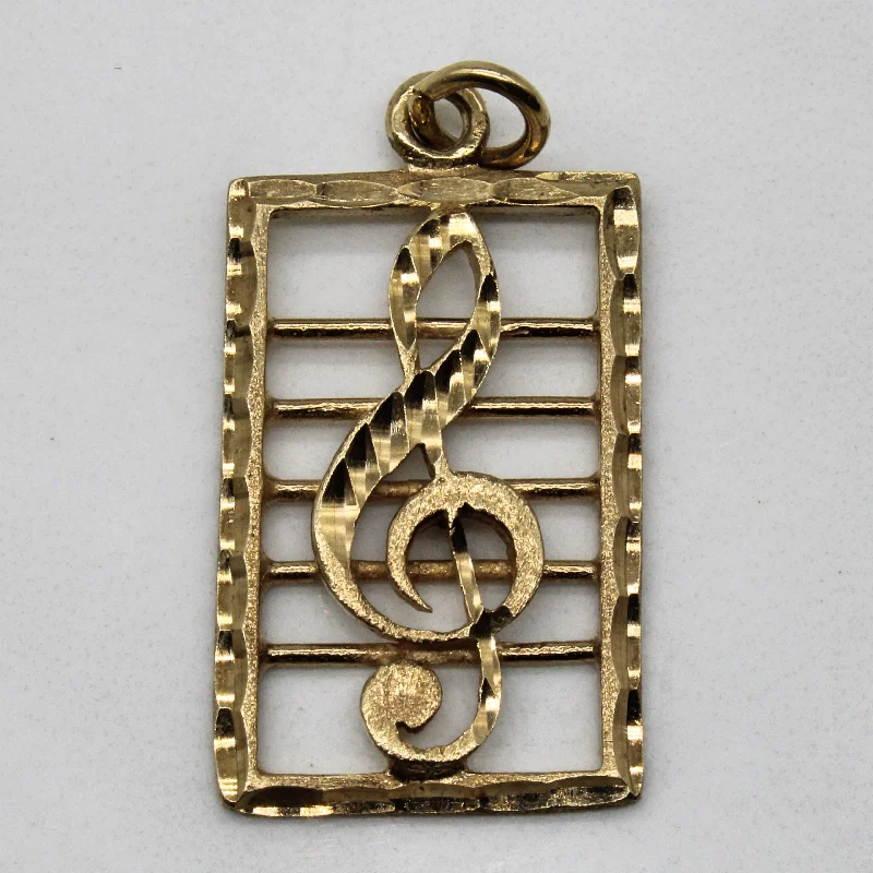 10k Yellow Gold Treble Clef Pendant |