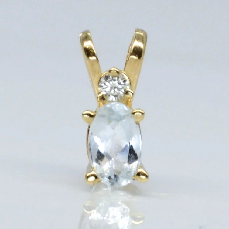 14k Yellow Gold Aquamarine & Diamond Pendant | 0.15ct |