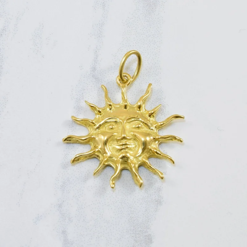 18k Yellow Gold Sun Pendant |