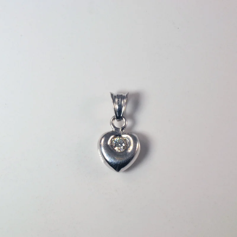 Puffed Bezel Set Diamond Heart Pendant | 0.14ct |