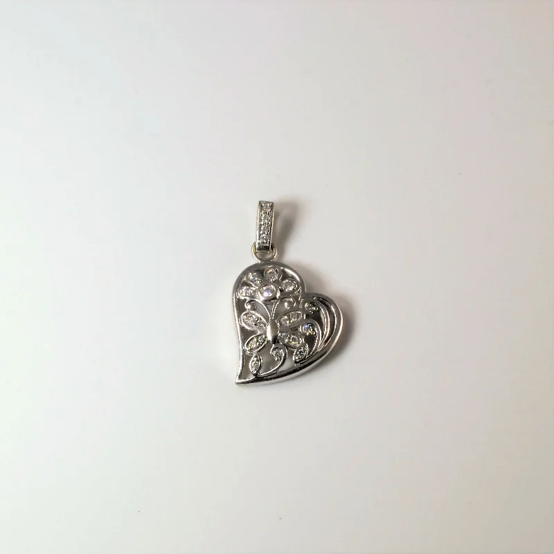 Filigree Butterfly Heart Pendant | 0.15ctw |