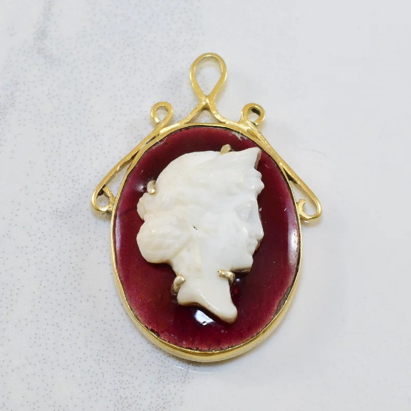 Art Nouveau Enamel Shell Cameo Pendant | 3.50ct |