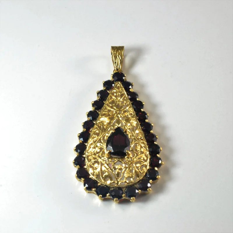 Filigree Garnet Drop Pendant | 6.55ctw |