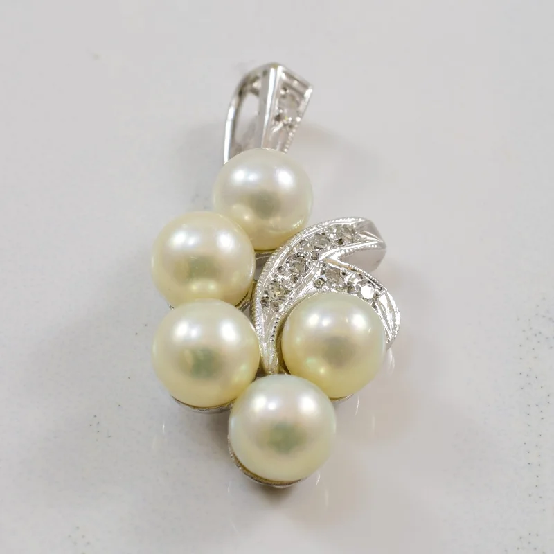 Grape Vine Pearl Cluster Pendant | 5.00ctw, 0.03ctw |