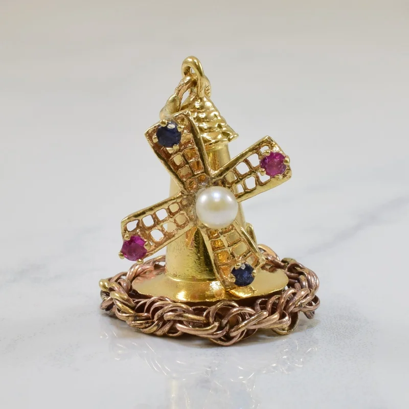 Mixed Gem Windmill Pendant | 0.50ctw |