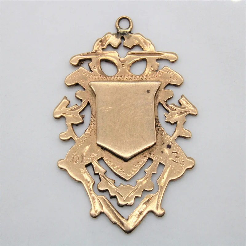 Victorian 1899 9k Gold Shield Pendant |