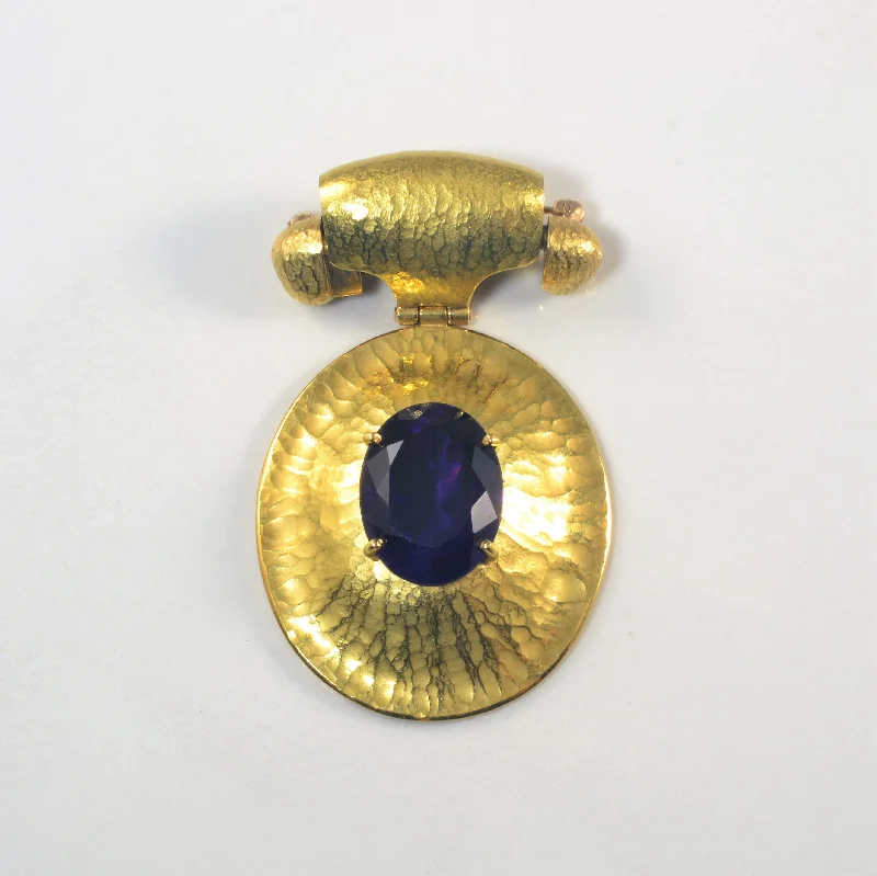 Solitaire Amethyst Gold Pendant/Brooch | 8.35ct |