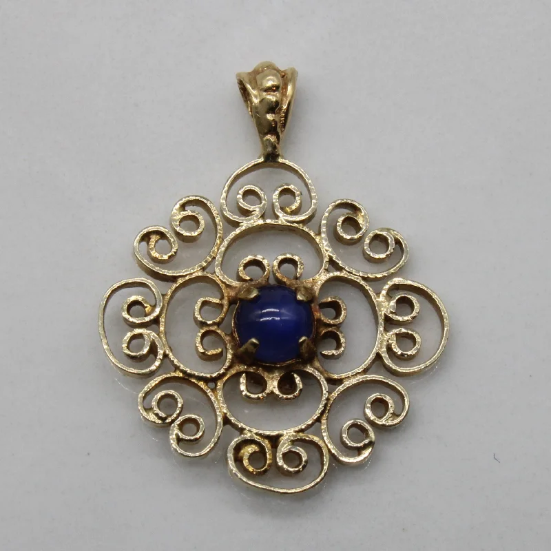 Synthetic Star Sapphire Filigree Pendant | 0.31ct |