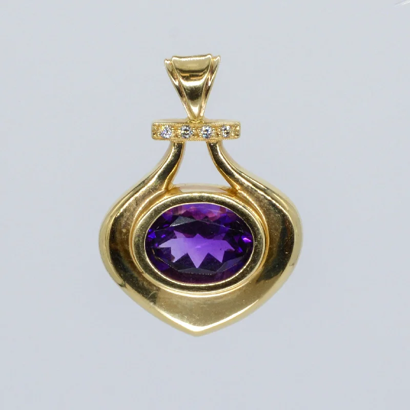 Unique Amethyst & Diamond Pendant | 0.06ctw, 4.28ct |