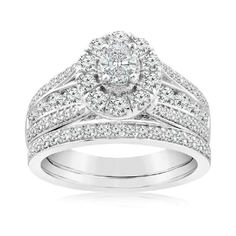 1.40 Carat Diamond Bridal Set in 10ct White Gold