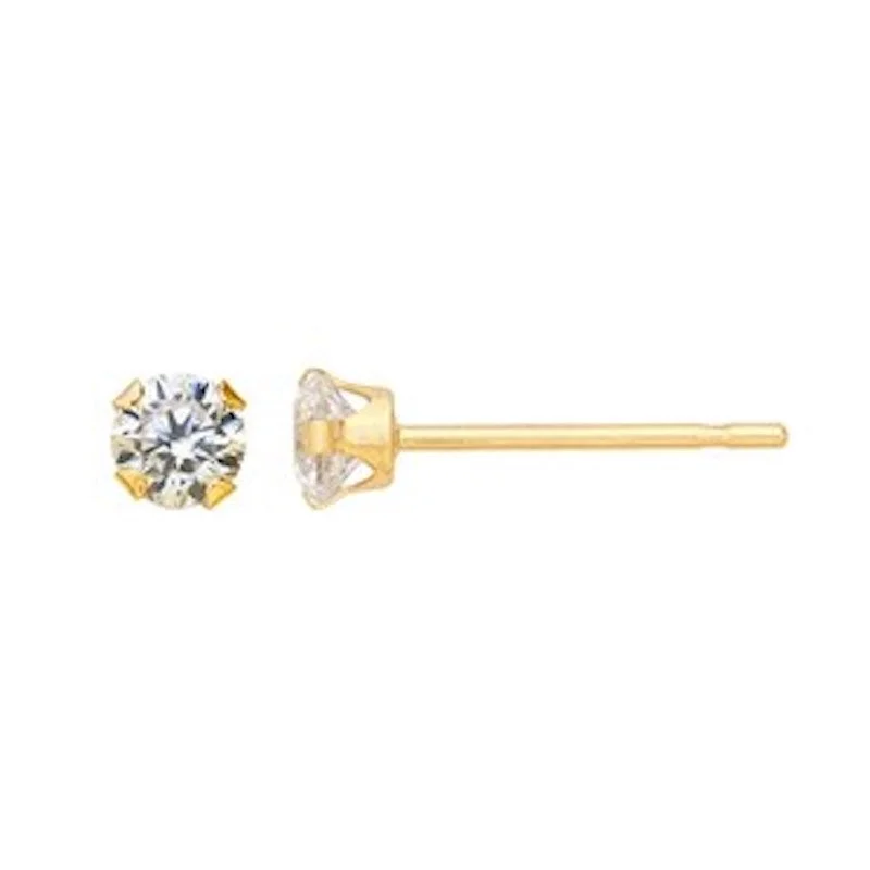 14K Clear CZ Studs