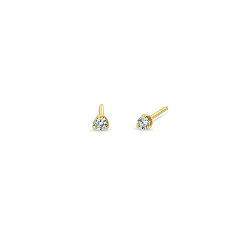 14k Prong Set Diamond Solitaire Studs - 2.4 mm