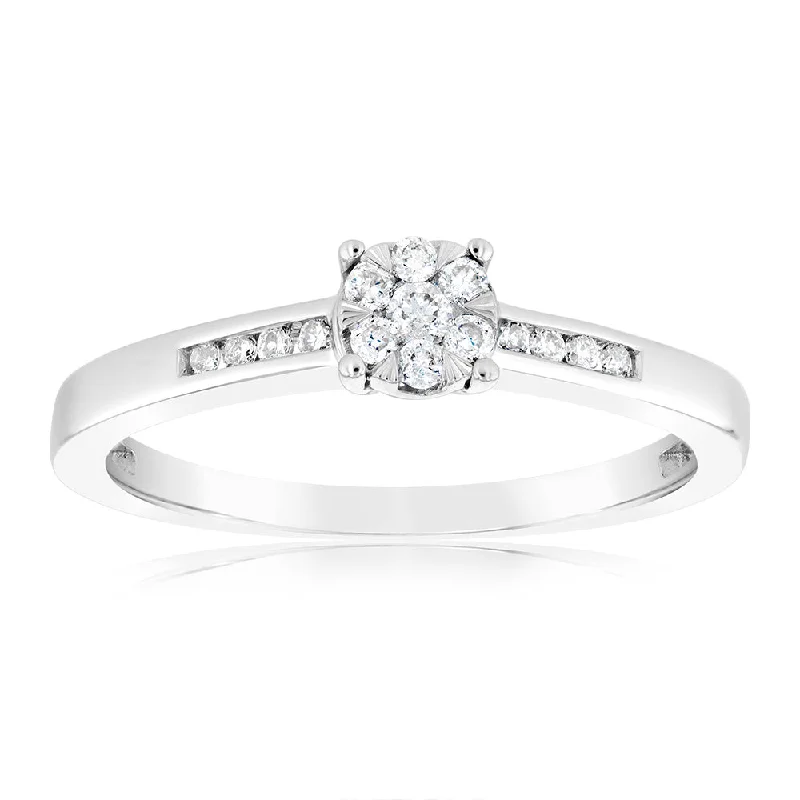 9ct White Gold 1/5 Carat Diamond Dress Ring