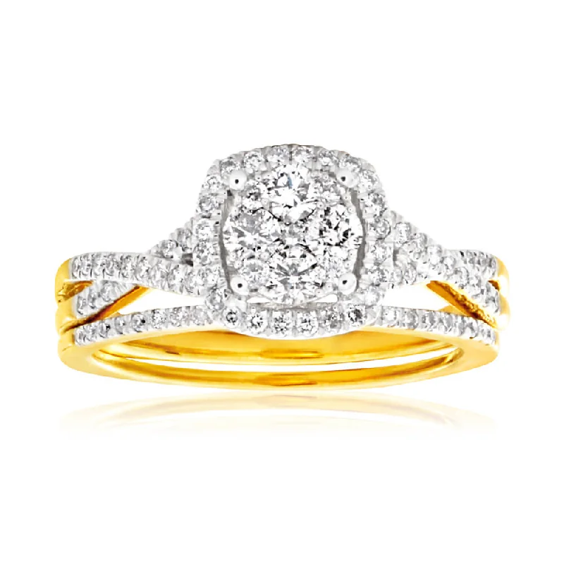 9ct Yellow Gold 1/2 Carat Diamond Bridal set