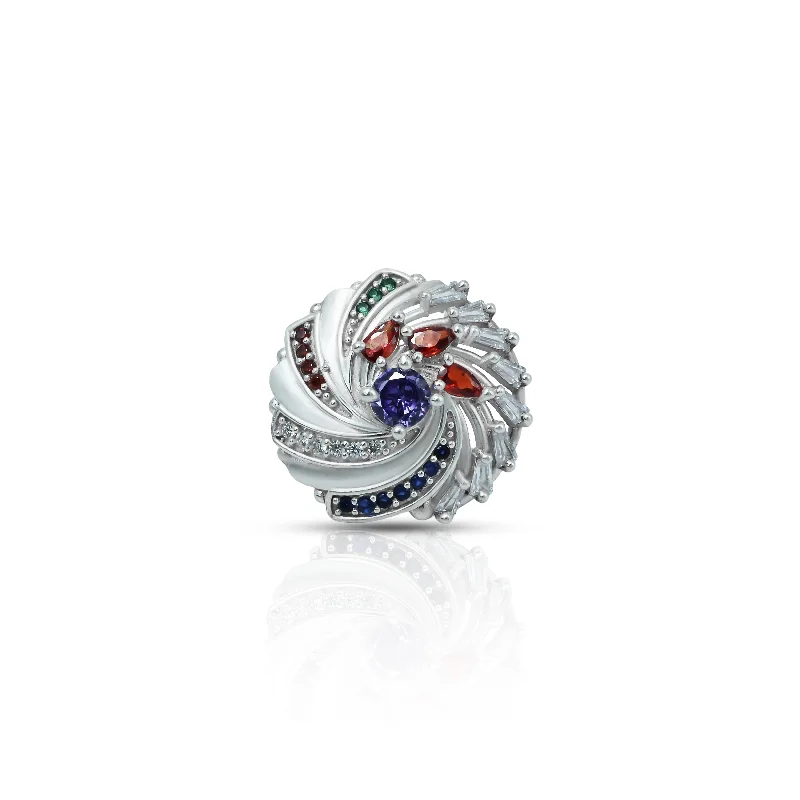 A Beautifully Crafted Silver Ring with Center Blue Stone