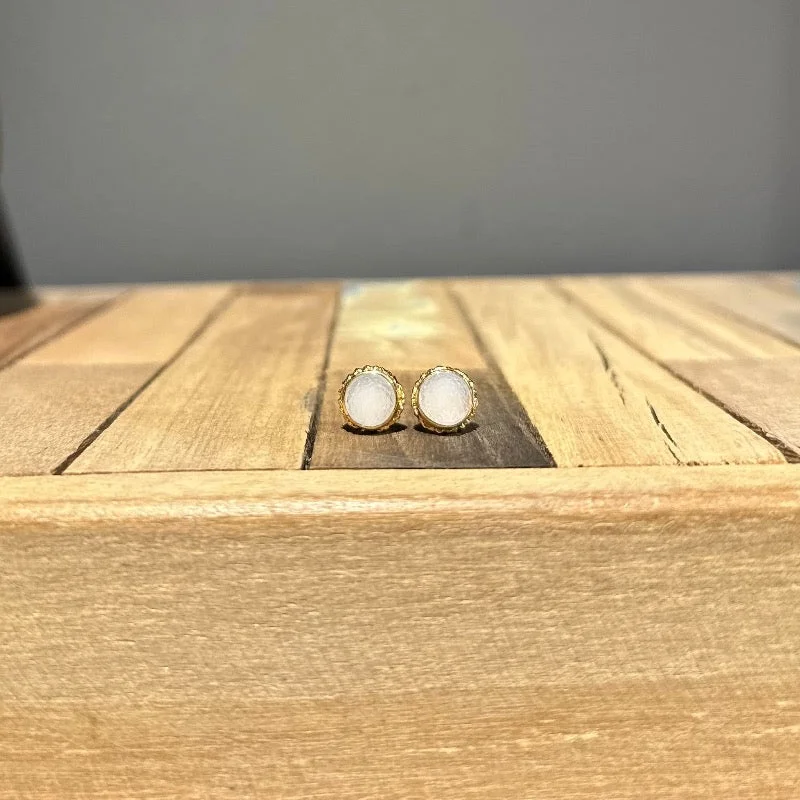 Brazilian White Druzy Studs