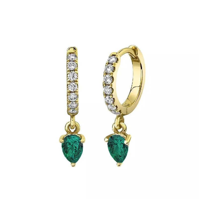 Emerald Water Drop Goddess Hoops