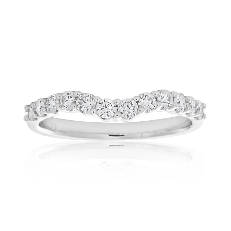 Flawless Cut 18ct White Gold Diamond Curve Ring (TW=50pt)