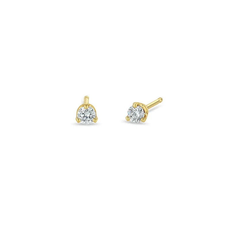 14k Prong Set Diamond Solitaire Studs - 3.4 mm