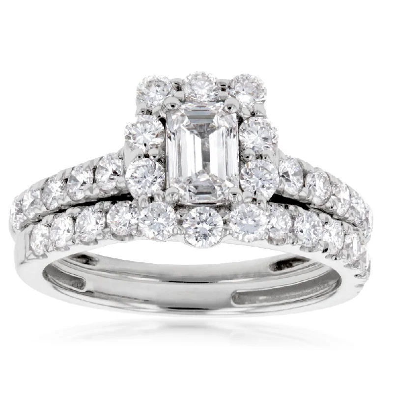 Luminesce Lab Grown Diamond 1.5Ct Bridal Set in Halo Design set in 14ct White Gold