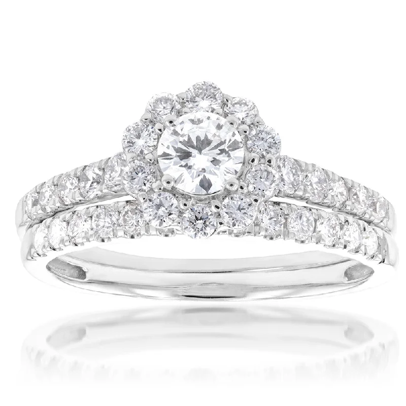 Luminesce Lab Grown Diamond 1.5Ct Halo Bridal Set in 14ct White Gold