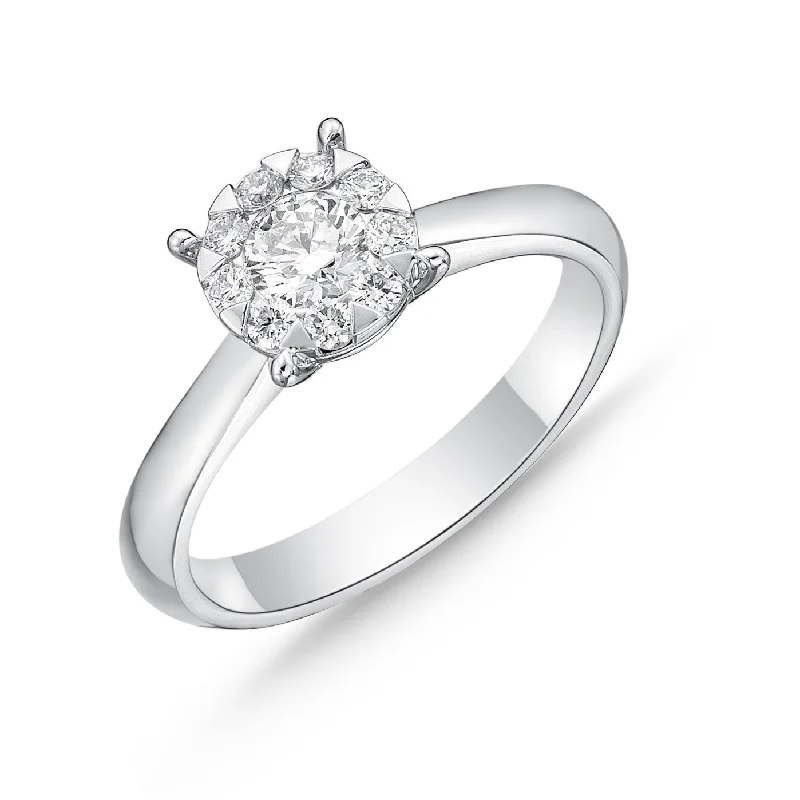 Memoire 18ct White Gold 0.30 Carat Diamond Bouquet Solitaire Ring