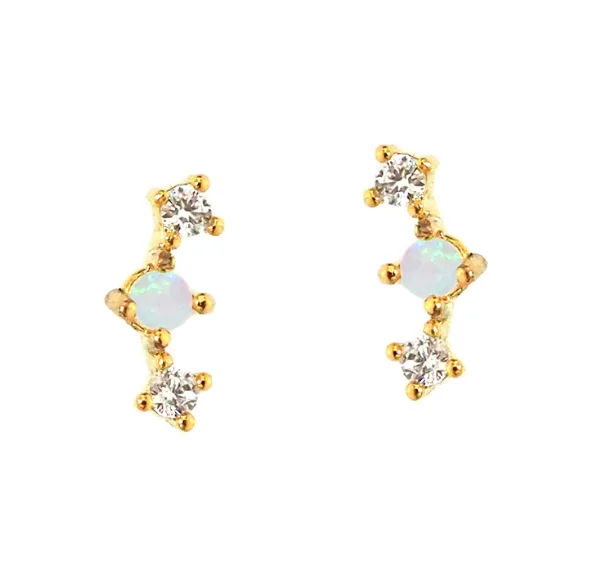 Climber Opal Arc CZ Studs