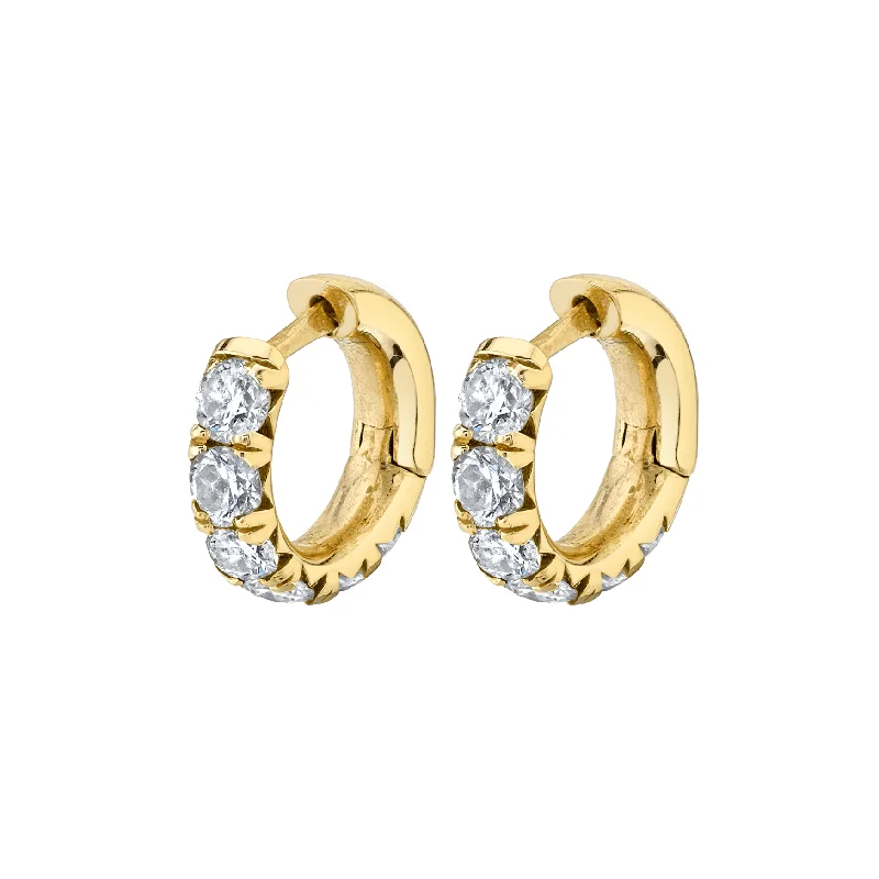 Baby French Pavé Diamond Hoops