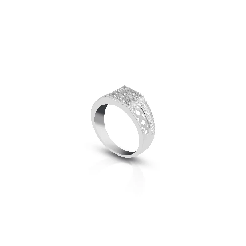 Square Stones Design Silver Ring For Boys