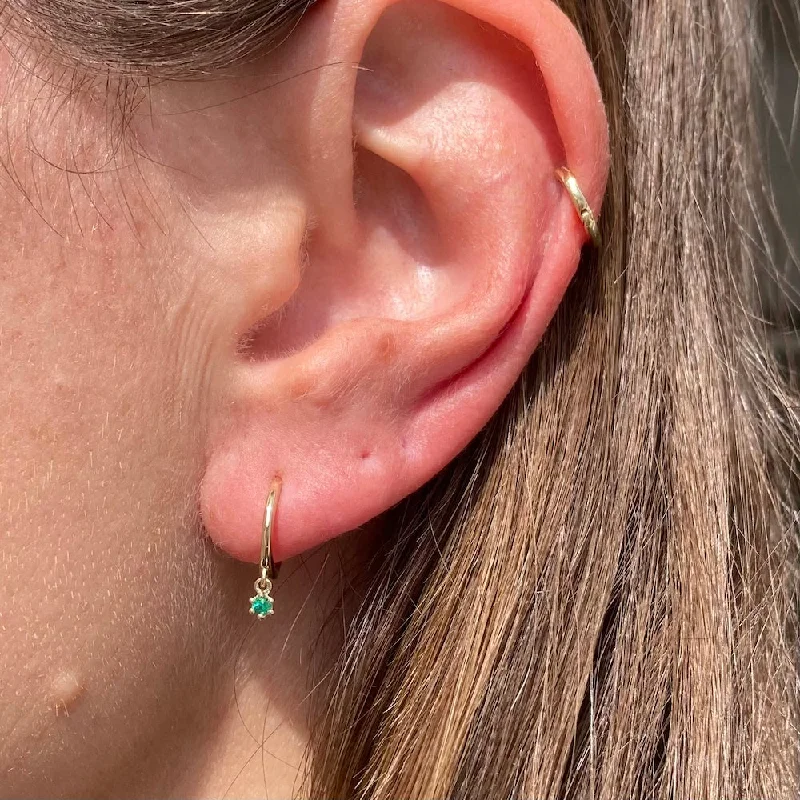 STARRY NIGHT EMERALD DROP HOOP EARRINGS