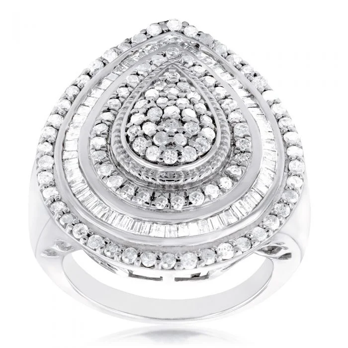 Sterling Silver 1.8 Carat Diamond Ring with Round Brilliant Cut Diamonds