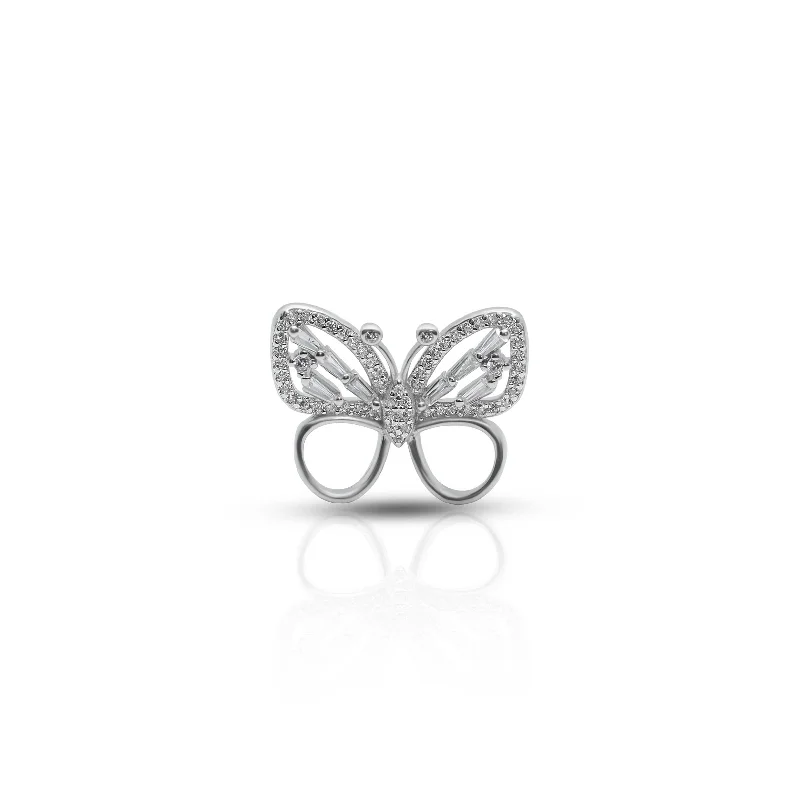 Sterling Silver "Sparkling Butterfly" Ring for Girls