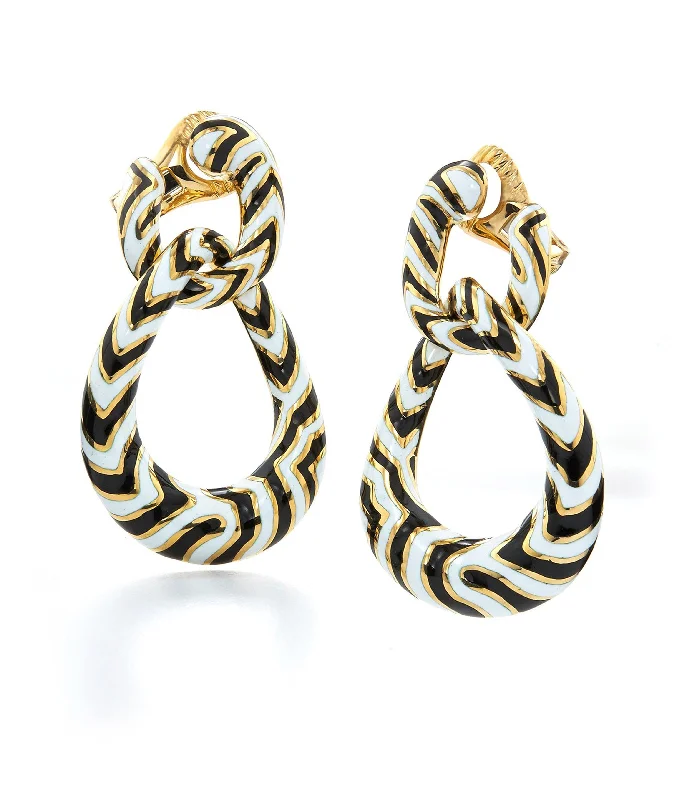 Zebra Stripe Double Hoop Earrings