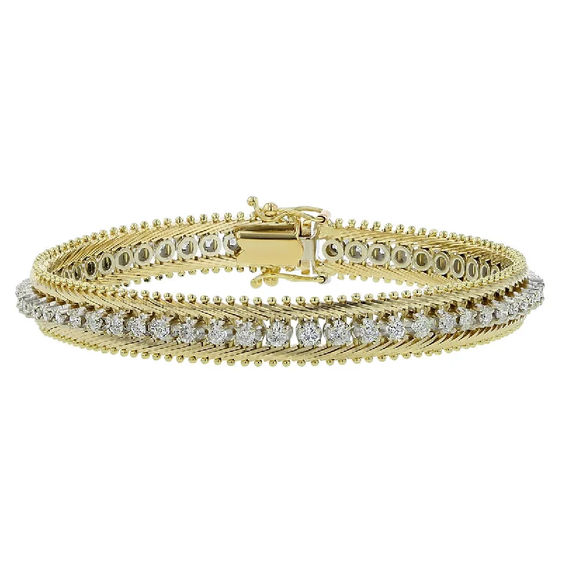 1.74-Carat Diamond Inlaid 14K Gold Bracelet