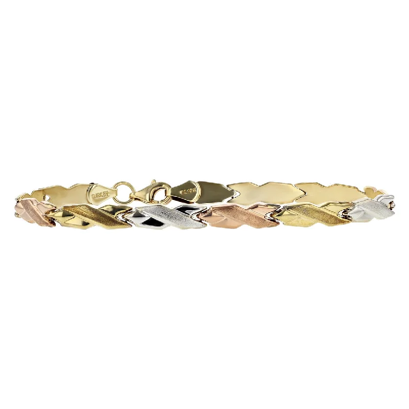 10K Tri-Color X Link 7-Inch Bracelet