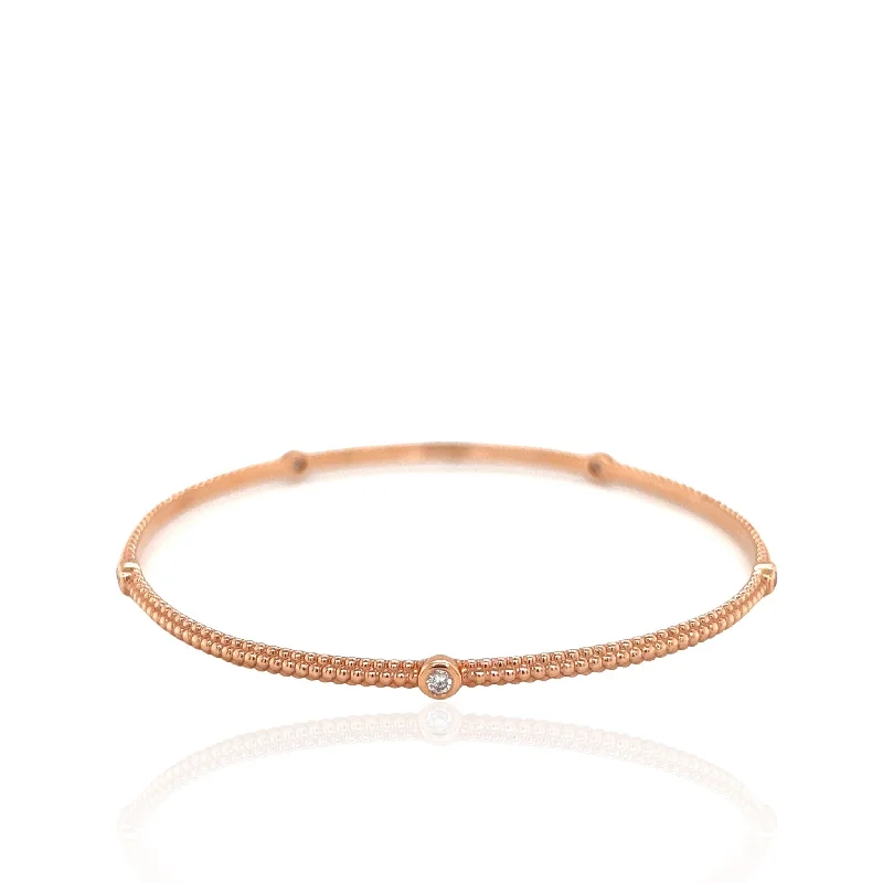 14 Karat Rose Gold and Diamond Bangle Bracelet