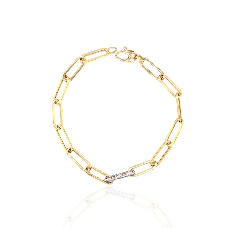 14 Karat Yellow Gold Diamond Link Bracelet