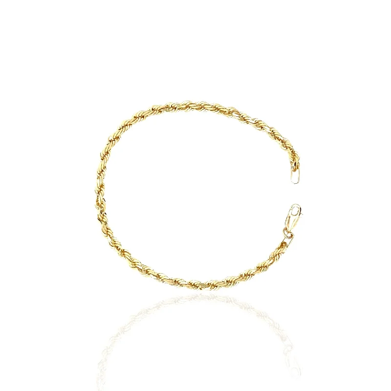 14 Karat Yellow Gold Rope Chain Bracelet