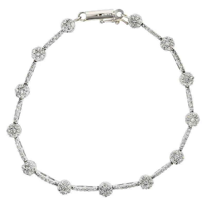 14K White Gold Diamond Station Bracelet