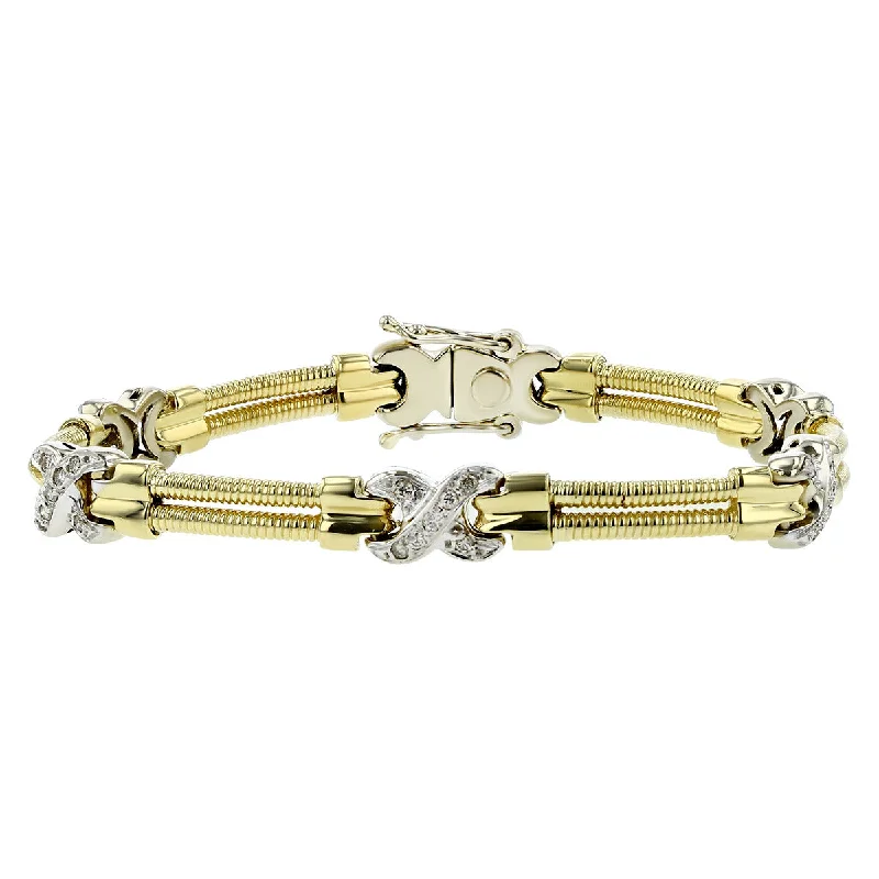 14K Yellow and White Gold Diamond X Link Bracelet