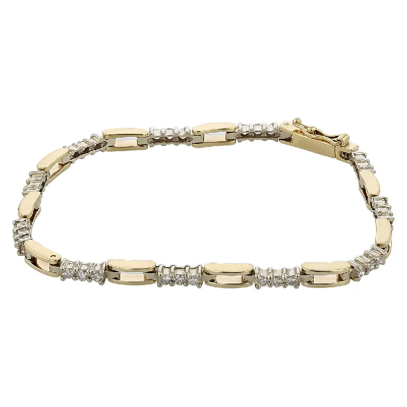 14K Yellow Gold Diamond 7-Inch Link Bracelet