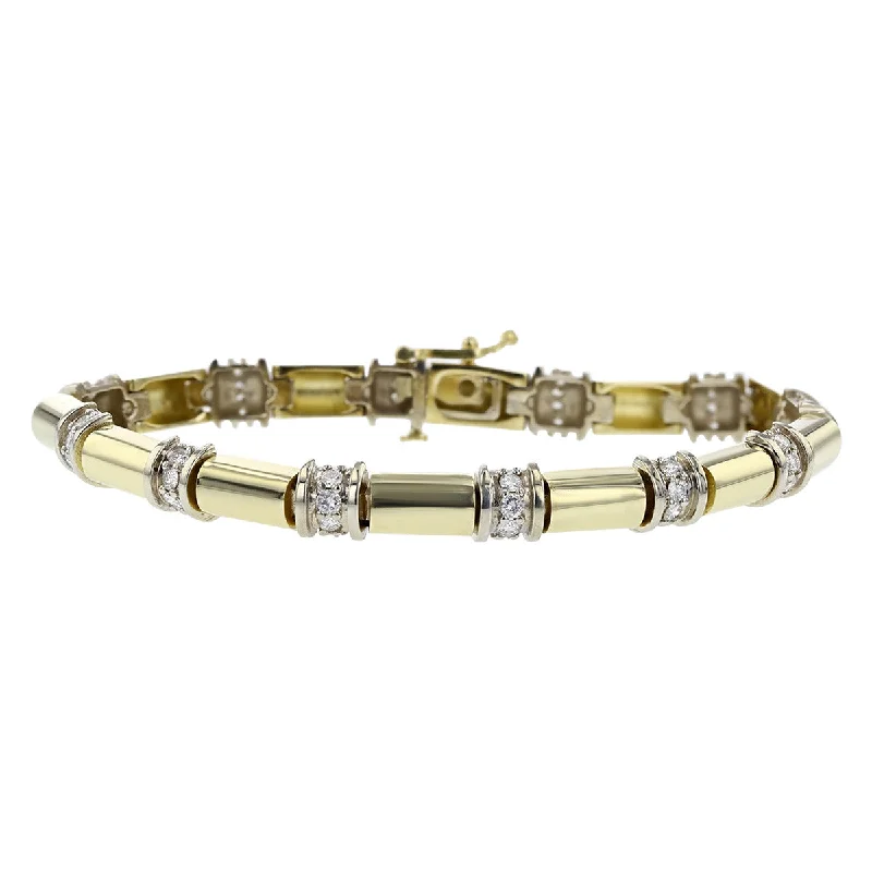 14K Yellow Gold Diamond Domed Link Bracelet