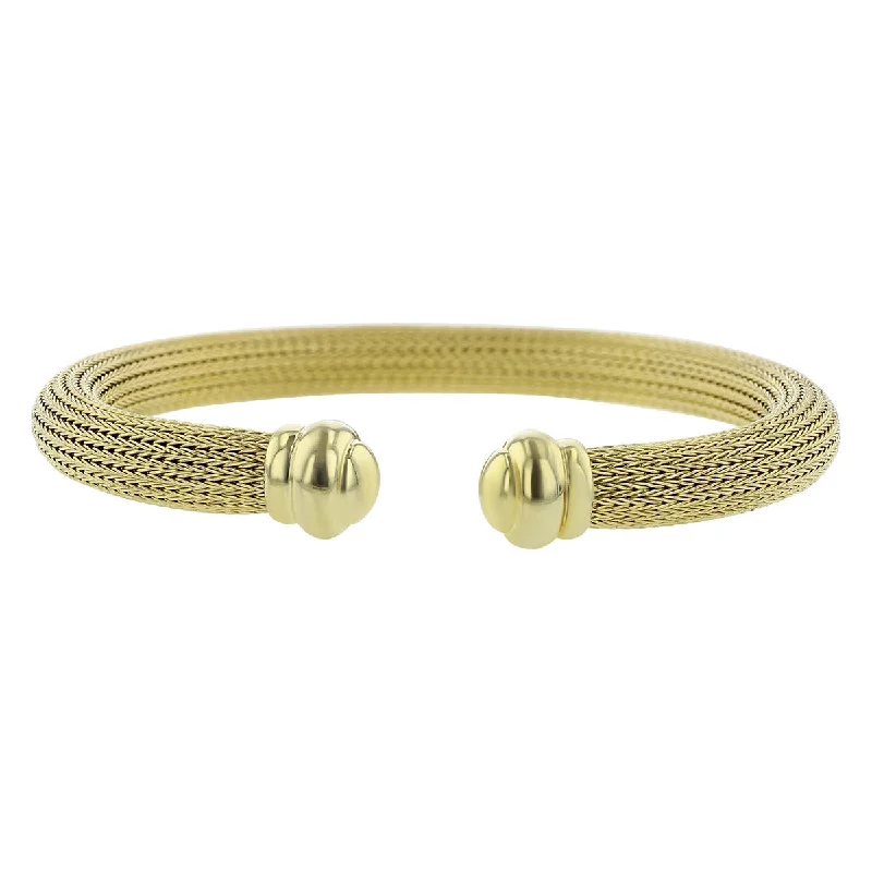 14K Yellow Gold Mesh Cord Bangle Bracelet