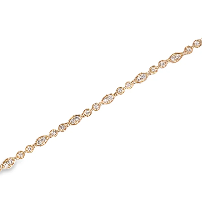 14K Yellow Gold Petite Diamond Fashion Bracelet - .52ctw