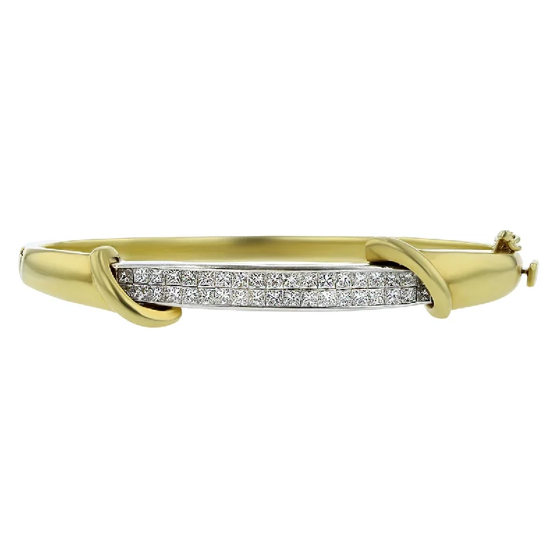 18K Yellow Gold Princess-Cut Diamond Bangle