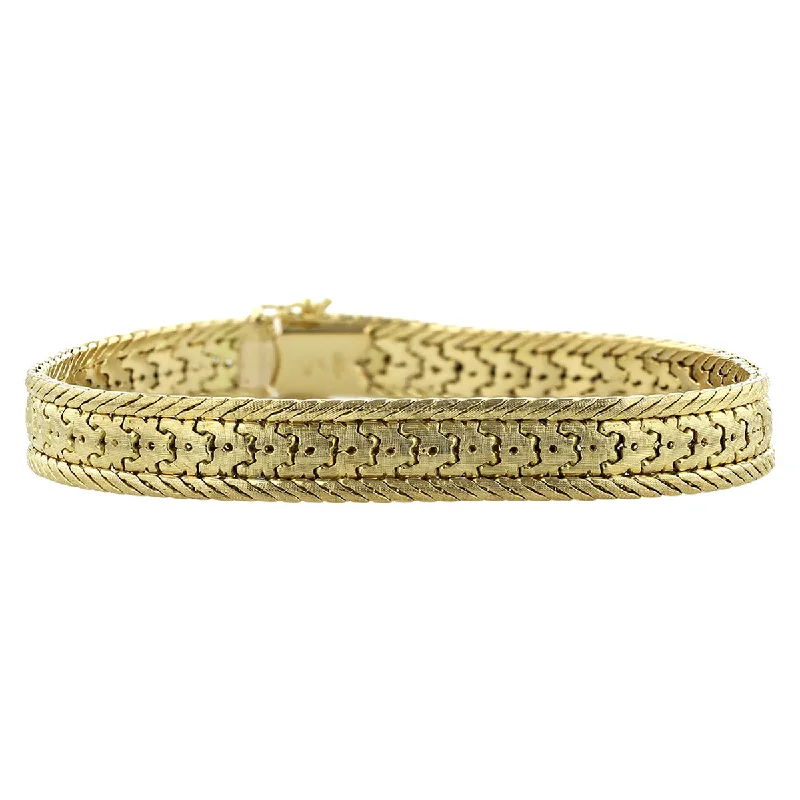 18K Yellow Gold Wide English Mesh Bracelet