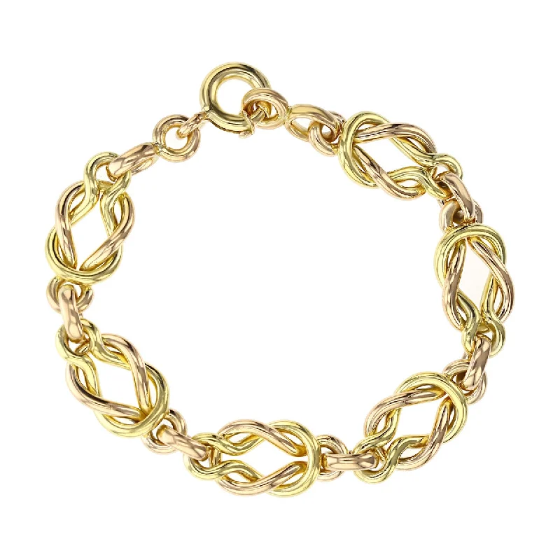 8-Inch 18K Yellow Gold Interlocking Link Bracelet