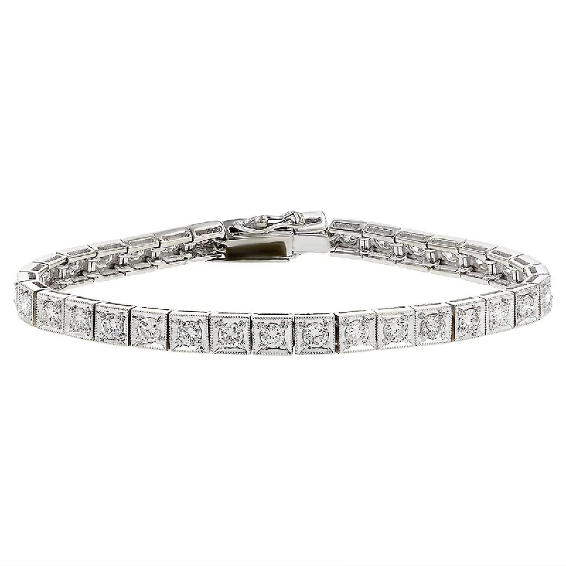 Art Deco 18K White Gold Diamond Bracelet