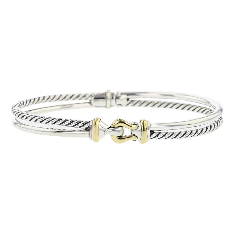 David Yurman Two-Row Buckle Bracelet with 18K Yellow Gold